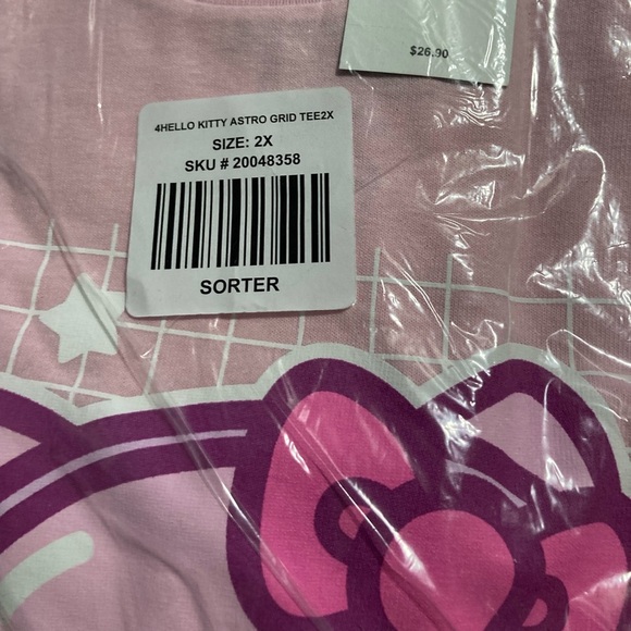 Retired! Hello Kitty Astro Grid Boyfriend Fit Girls T-Shirt - Picture 2 of 2